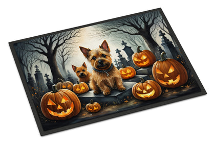 Caroline's Treasures DAC2049MAT Norwich Terrier Spooky Halloween Doormat 18x27 Front Door Mat Indoor Outdoor Rugs for Entryway, Non Slip Washable Low Pile, 18H X 27W