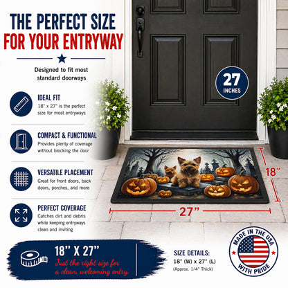 Caroline's Treasures DAC2049MAT Norwich Terrier Spooky Halloween Doormat 18x27 Front Door Mat Indoor Outdoor Rugs for Entryway, Non Slip Washable Low Pile, 18H X 27W