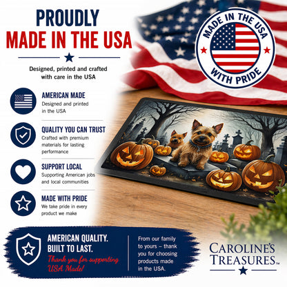 Caroline's Treasures DAC2049MAT Norwich Terrier Spooky Halloween Doormat 18x27 Front Door Mat Indoor Outdoor Rugs for Entryway, Non Slip Washable Low Pile, 18H X 27W