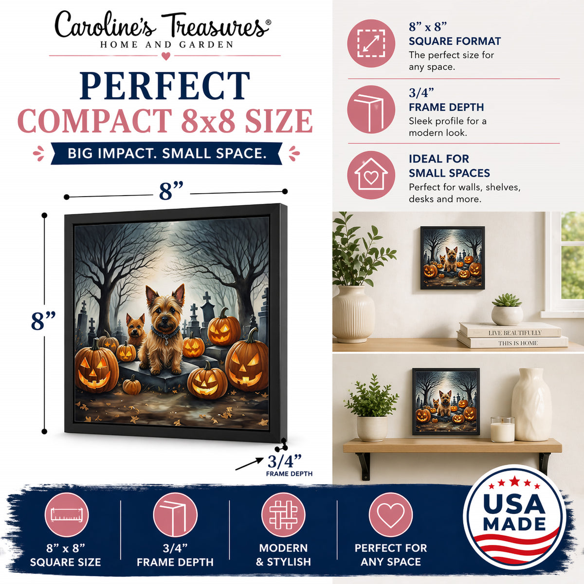 Caroline's Treasures Norwich Terrier Dogs Framed Metal Wall Art 8 x 8 Inch
