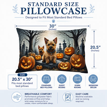 Caroline's Treasures DAC2049PILLOWCASE Norwich Terrier Spooky Halloween Fabric Standard Pillowcase Lightweight Super Soft Easy Care Decorative Artwork Pillowcase, Standard