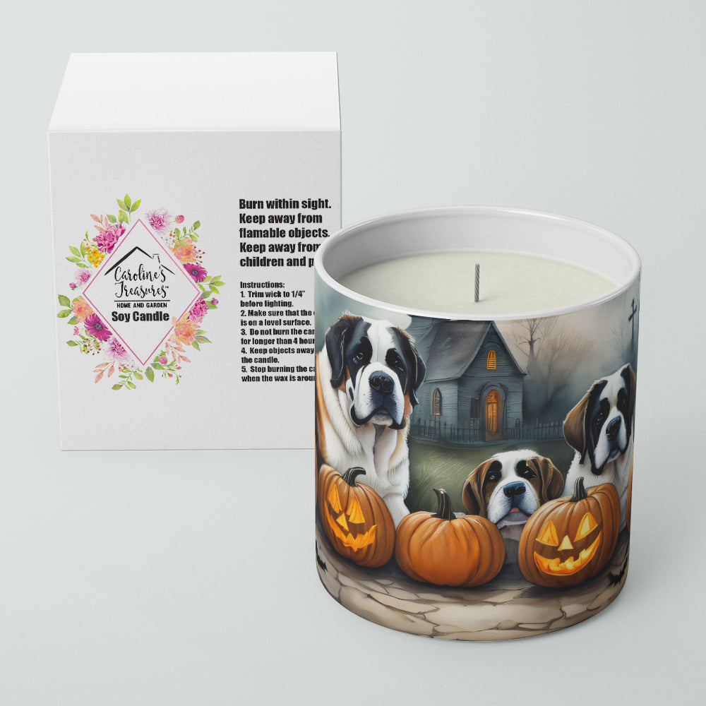 Caroline's Treasures DAC2050CDL Saint Bernard Spooky Halloween Decorative Soy Candle Nature Soy Wax Essential Oil Home Decor Ideal for Bedroom Kitchen Bath Office Gift, 10 oz