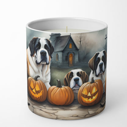 Caroline's Treasures DAC2050CDL Saint Bernard Spooky Halloween Decorative Soy Candle Nature Soy Wax Essential Oil Home Decor Ideal for Bedroom Kitchen Bath Office Gift, 10 oz