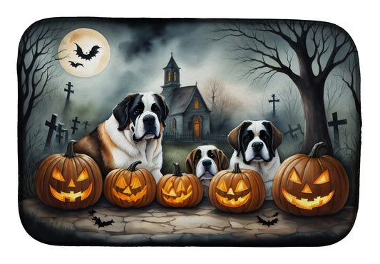 Caroline's Treasures DAC2050DDM Saint Bernard Spooky Halloween Dish Drying Mat Absorbent Dish Drying Mat Pad for Kitchen Counter Dish Drainer Mat for Countertop, 14 x 21, Multicolor