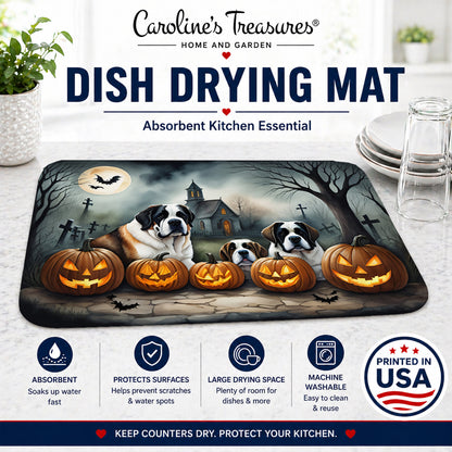 Caroline's Treasures DAC2050DDM Saint Bernard Spooky Halloween Dish Drying Mat Absorbent Dish Drying Mat Pad for Kitchen Counter Dish Drainer Mat for Countertop, 14 x 21, Multicolor