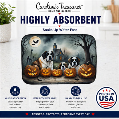 Caroline's Treasures DAC2050DDM Saint Bernard Spooky Halloween Dish Drying Mat Absorbent Dish Drying Mat Pad for Kitchen Counter Dish Drainer Mat for Countertop, 14 x 21, Multicolor
