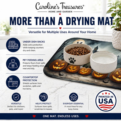 Caroline's Treasures DAC2050DDM Saint Bernard Spooky Halloween Dish Drying Mat Absorbent Dish Drying Mat Pad for Kitchen Counter Dish Drainer Mat for Countertop, 14 x 21, Multicolor