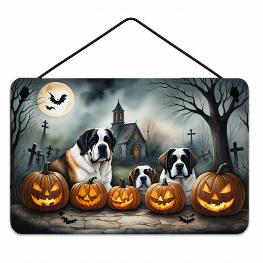 Caroline's Treasures DAC2050DS812 Saint Bernard Spooky Halloween Wall or Door Hanging Prints Aluminum Metal Sign Kitchen Wall Bar Bathroom Plaque Home Decor, 8x12, Multicolor