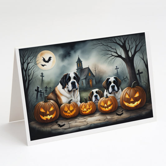Caroline's Treasures DAC2050GCA7P Saint Bernard Spooky Halloween Greeting Cards and Envelopes Pack of 8 Blank Cards with Envelopes Whimsical A7 Size 5x7 Blank Greeting Cards