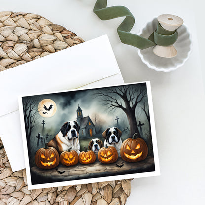 Caroline's Treasures DAC2050GCA7P Saint Bernard Spooky Halloween Greeting Cards and Envelopes Pack of 8 Blank Cards with Envelopes Whimsical A7 Size 5x7 Blank Greeting Cards