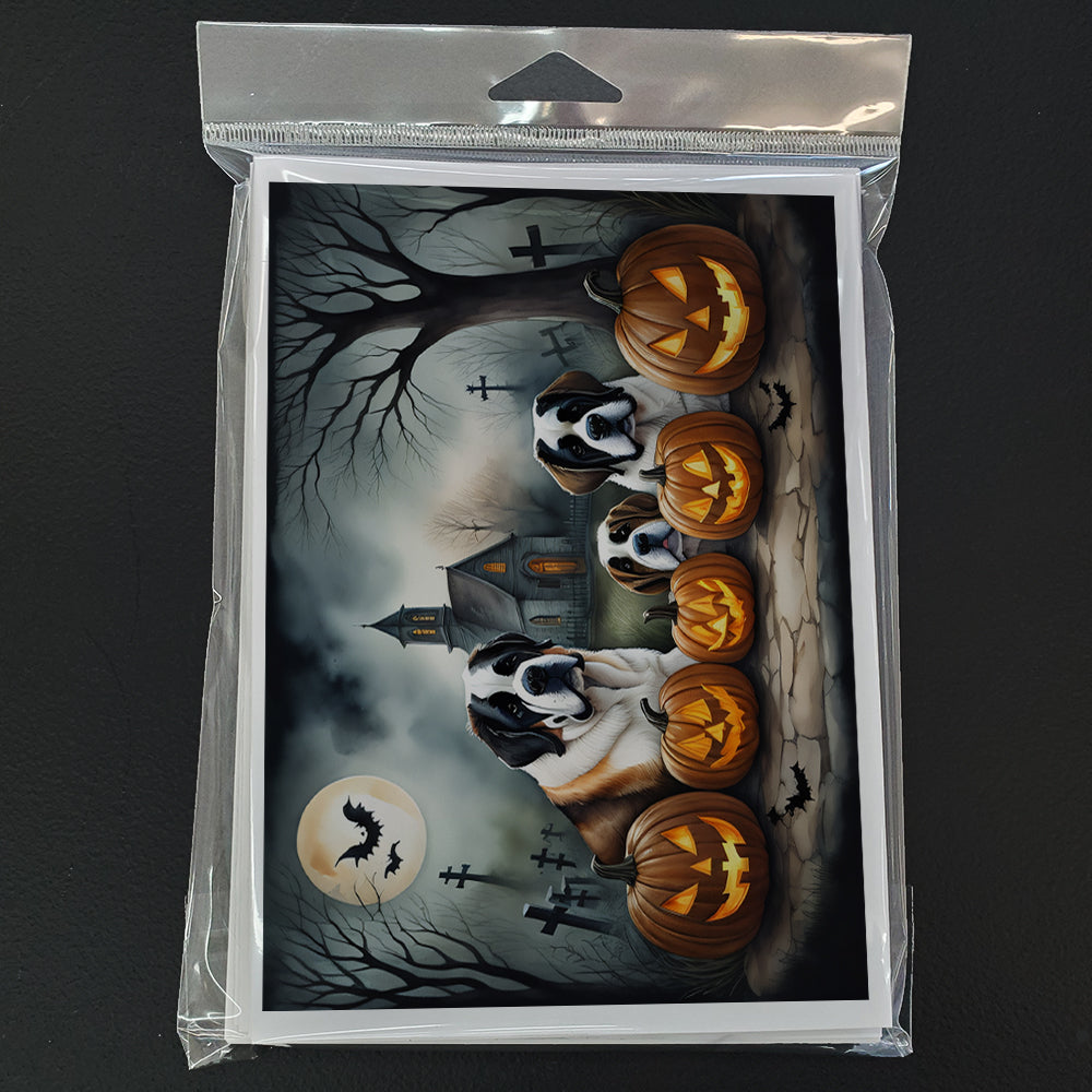 Caroline's Treasures DAC2050GCA7P Saint Bernard Spooky Halloween Greeting Cards and Envelopes Pack of 8 Blank Cards with Envelopes Whimsical A7 Size 5x7 Blank Greeting Cards