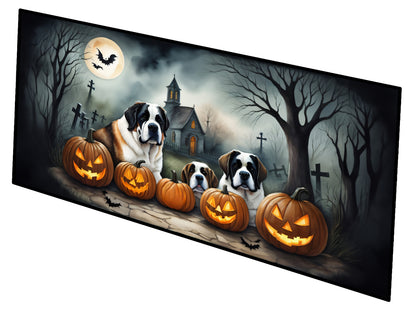 Caroline's Treasures Saint Bernard Spooky Halloween Runner Mat 28x58 Front Door Mat Indoor Outdoor Rugs for Entryway Hallway Foyer Non Slip Washable Wide Doormat