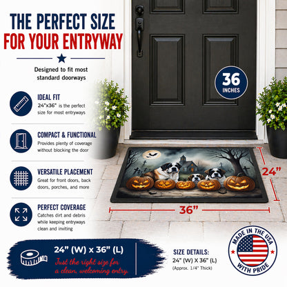 Caroline's Treasures DAC2050JMAT Saint Bernard Spooky Halloween Indoor or Outdoor Mat 24x36 Front Door Mat Indoor Outdoor Rugs for Entryway, Non Slip Washable Low Pile, 24H X 36W