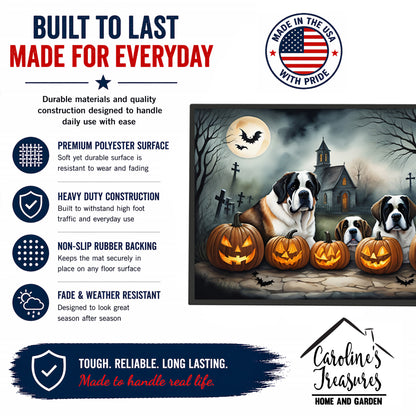 Caroline's Treasures DAC2050JMAT Saint Bernard Spooky Halloween Indoor or Outdoor Mat 24x36 Front Door Mat Indoor Outdoor Rugs for Entryway, Non Slip Washable Low Pile, 24H X 36W
