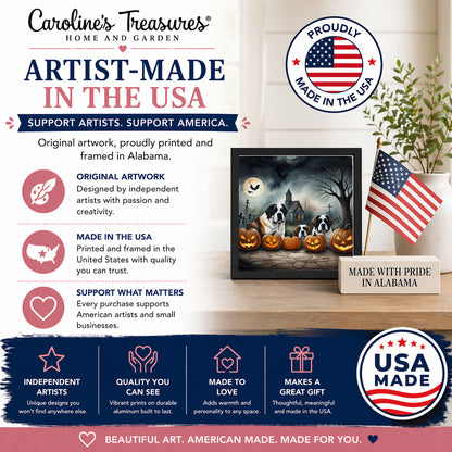 Caroline's Treasures Saint Bernard Dogs Framed Metal Wall Art 8 x 8 Inch