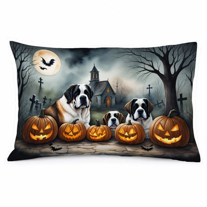 Caroline's Treasures DAC2050PILLOWCASE Saint Bernard Spooky Halloween Fabric Standard Pillowcase Lightweight Super Soft Easy Care Decorative Artwork Pillowcase, Standard