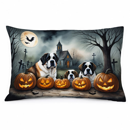 Caroline's Treasures DAC2050PILLOWCASE Saint Bernard Spooky Halloween Fabric Standard Pillowcase Lightweight Super Soft Easy Care Decorative Artwork Pillowcase, Standard