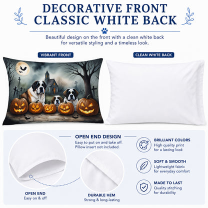 Caroline's Treasures DAC2050PILLOWCASE Saint Bernard Spooky Halloween Fabric Standard Pillowcase Lightweight Super Soft Easy Care Decorative Artwork Pillowcase, Standard