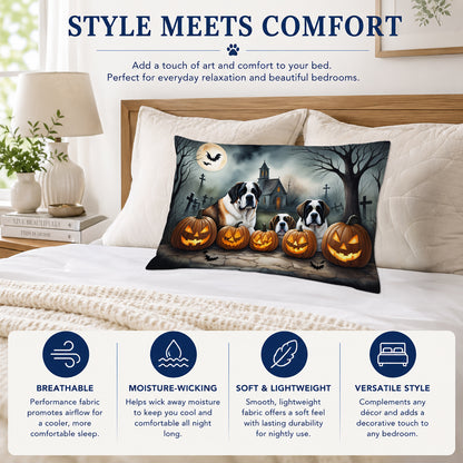 Caroline's Treasures DAC2050PILLOWCASE Saint Bernard Spooky Halloween Fabric Standard Pillowcase Lightweight Super Soft Easy Care Decorative Artwork Pillowcase, Standard