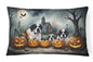 Caroline's Treasures DAC2050PW1216 Saint Bernard Spooky Halloween Fabric Decorative Pillow Machine Washable, Indoor Outdoor Decorative Pillow for Couch, Bed or Patio, 12HX16W