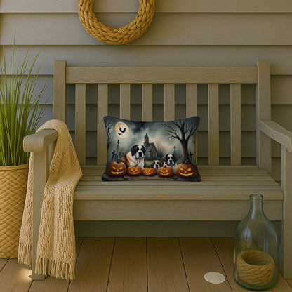 Caroline's Treasures DAC2050PW1216 Saint Bernard Spooky Halloween Fabric Decorative Pillow Machine Washable, Indoor Outdoor Decorative Pillow for Couch, Bed or Patio, 12HX16W