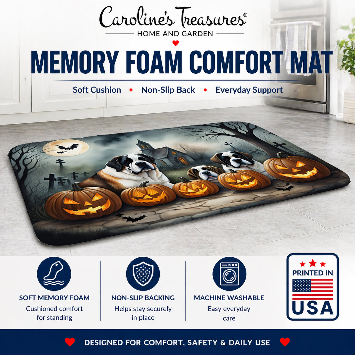 Caroline's Treasures Saint Bernard Dogs Memory Foam Mat 19x27