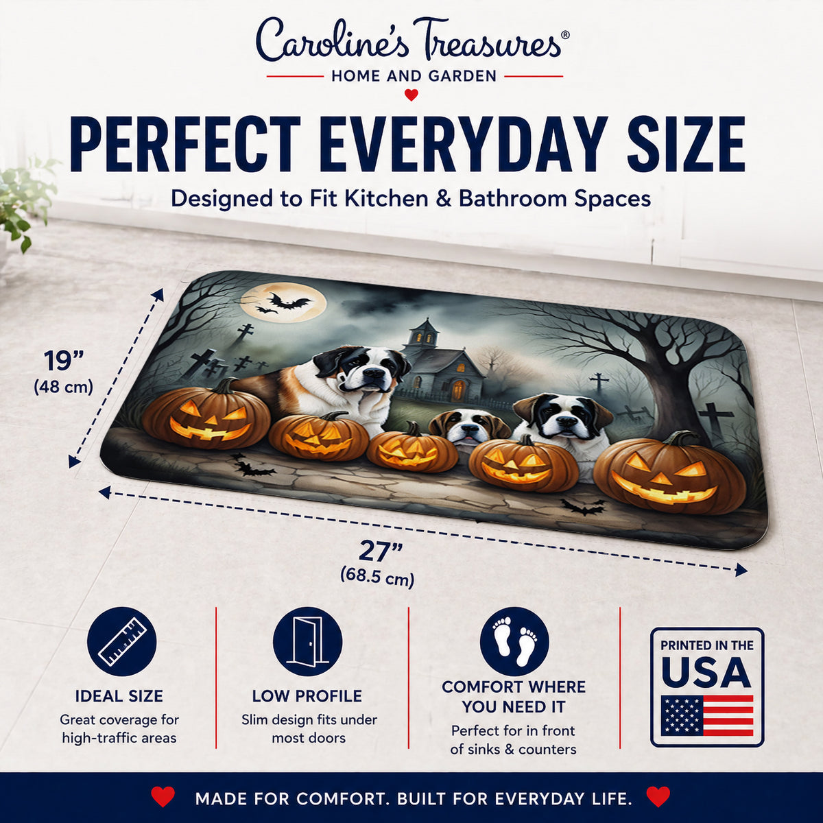 Caroline's Treasures Saint Bernard Dogs Memory Foam Mat 19x27