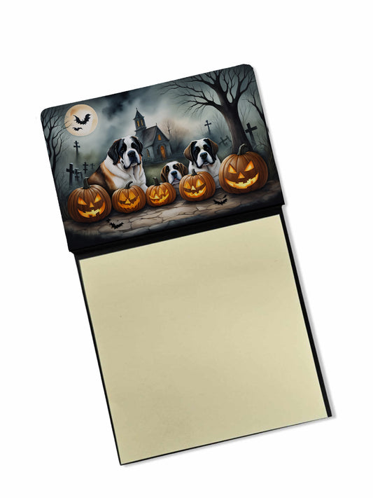 Caroline's Treasures Saint Bernard Spooky Halloween Sticky Note Holder Refillable Dispenser Self-Sticky Note Pads, Memo Pads Blank Desk Accessories