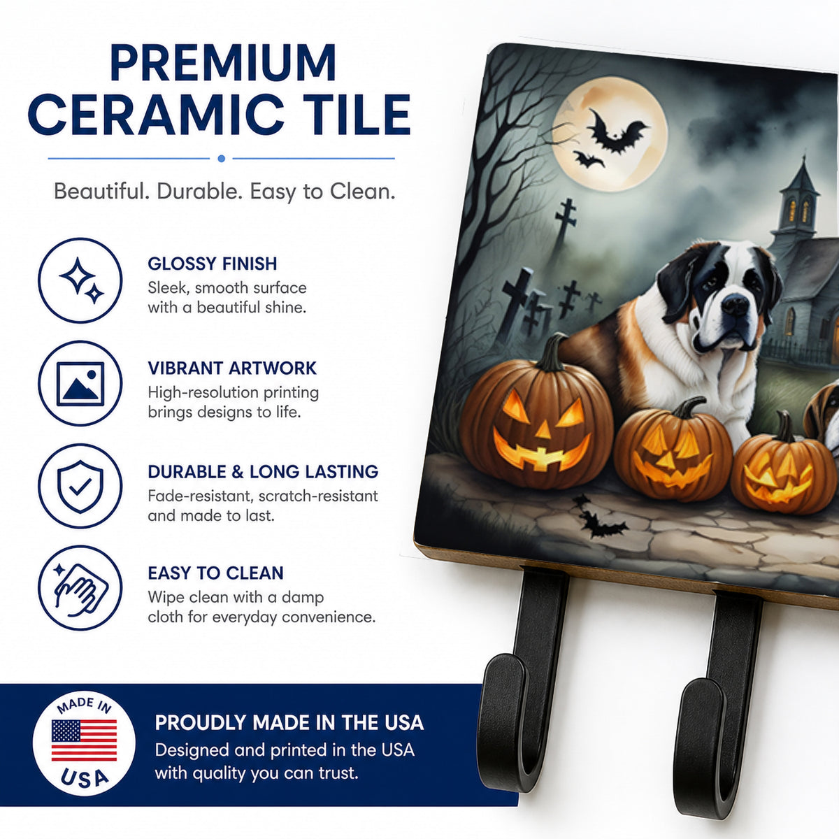 Caroline's Treasures Saint Bernard Dogs Ceramic Triple Wall Hook