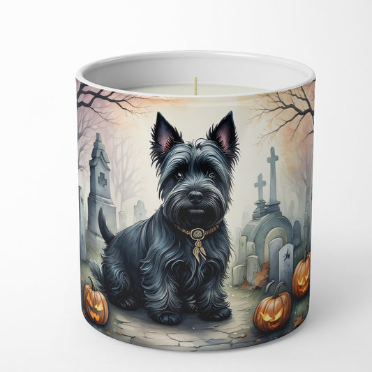 Caroline's Treasures DAC2051CDL Scottish Terrier Spooky Halloween Decorative Soy Candle Nature Soy Wax Essential Oil Home Decor Ideal for Bedroom Kitchen Bath Office Gift, 10 oz
