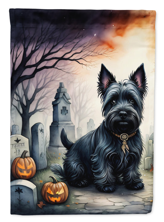Caroline's Treasures DAC2051CHF Scottish Terrier Spooky Halloween House Flag Large Porch Sleeve Pole Decorative Outside Yard Banner Artwork Wall Hanging, Polyester, House Size, Multicolor