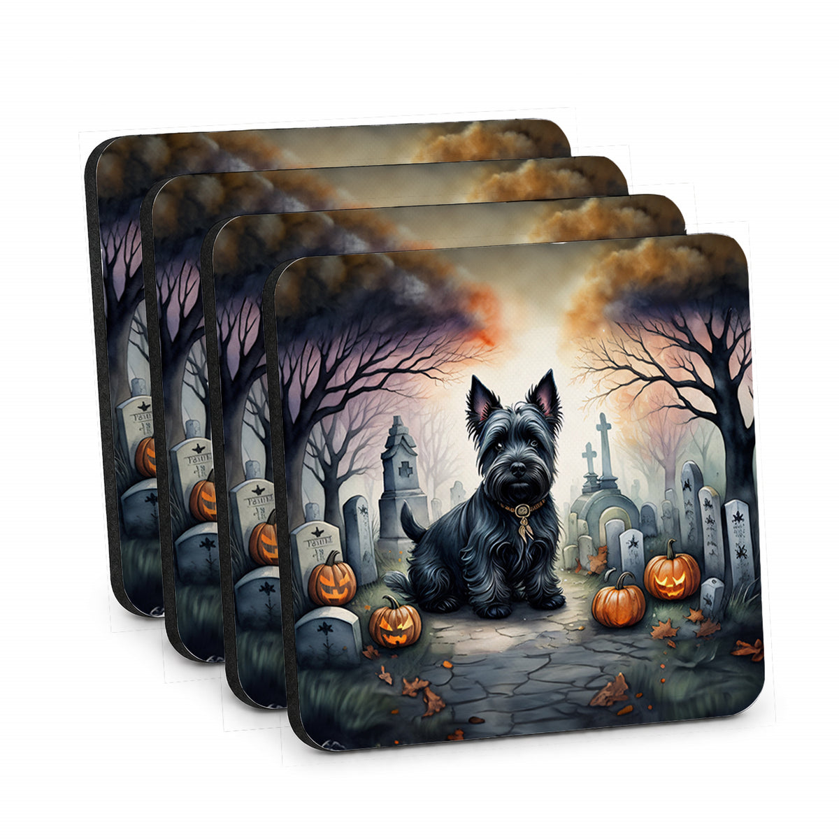 Caroline's Treasures Scottish Terrier Dogs Foam Drink Coasters Set of 4