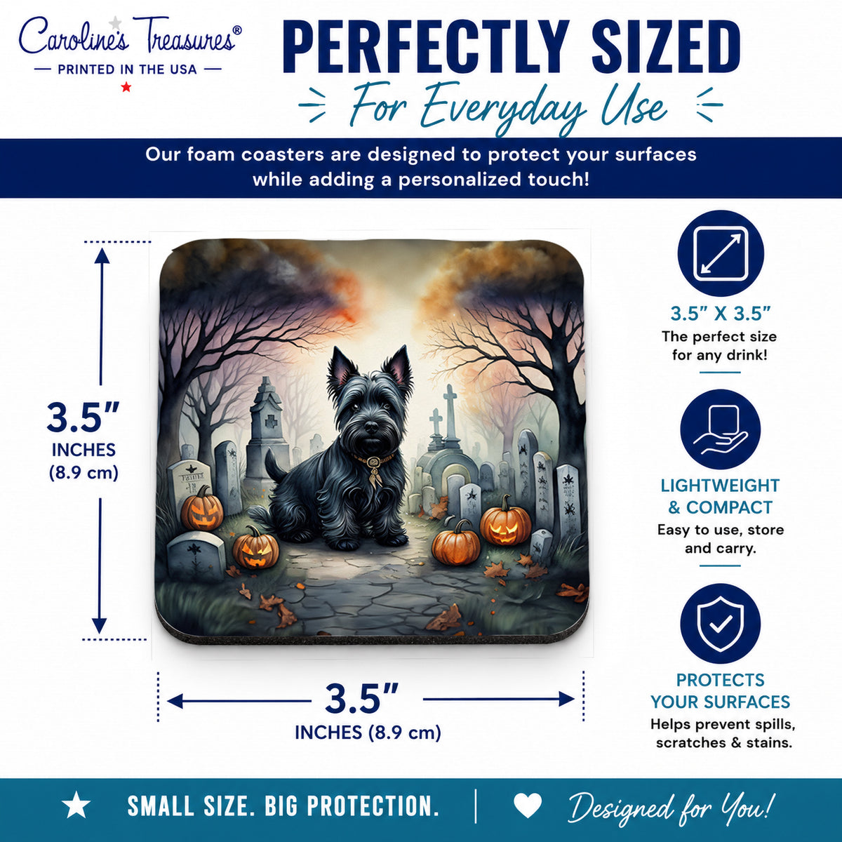 Caroline's Treasures Scottish Terrier Dogs Foam Drink Coasters Set of 4