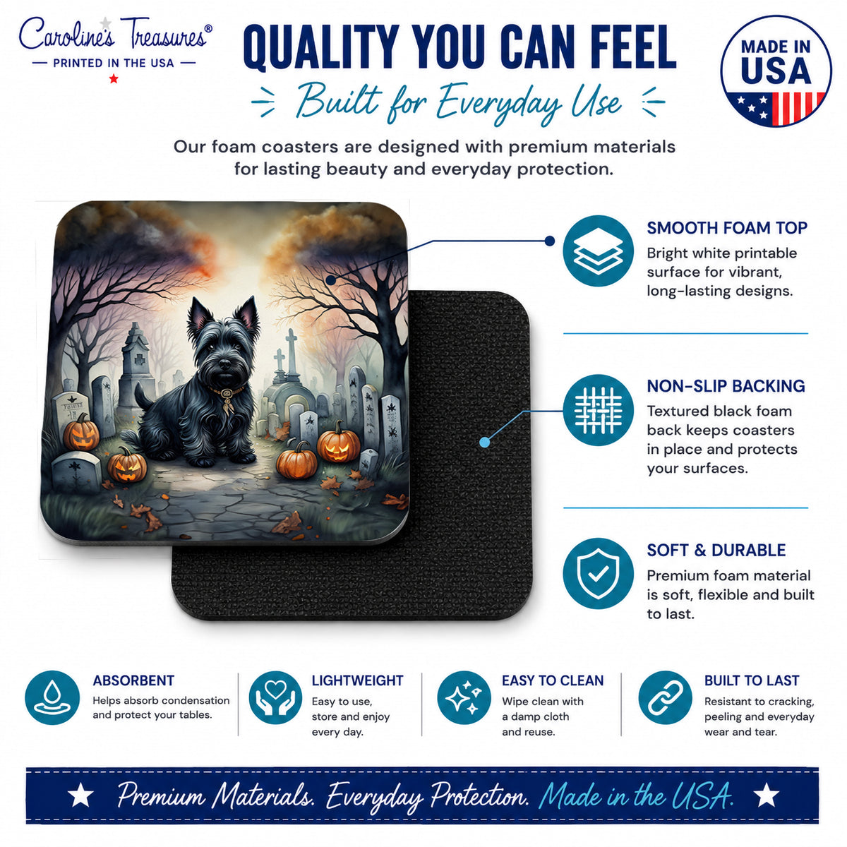 Caroline's Treasures Scottish Terrier Dogs Foam Drink Coasters Set of 4