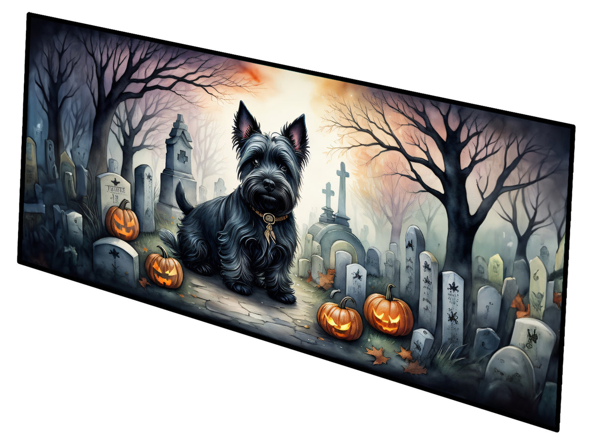 Caroline's Treasures Scottish Terrier Spooky Halloween Runner Mat 28x58 Front Door Mat Indoor Outdoor Rugs for Entryway Hallway Foyer Non Slip Washable Wide Doormat