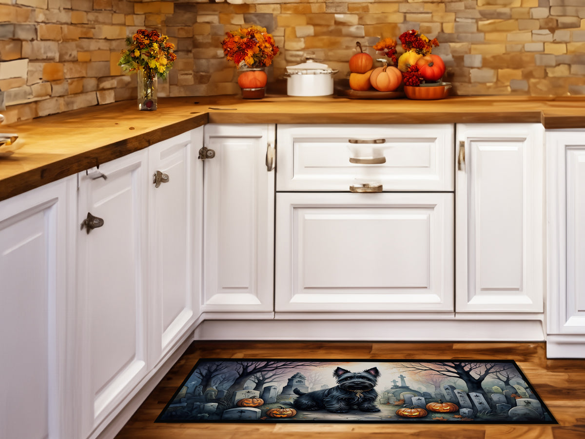 Caroline's Treasures Scottish Terrier Spooky Halloween Runner Mat 28x58 Front Door Mat Indoor Outdoor Rugs for Entryway Hallway Foyer Non Slip Washable Wide Doormat
