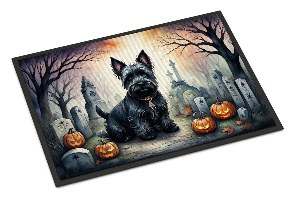 Caroline's Treasures DAC2051MAT Scottish Terrier Spooky Halloween Doormat 18x27 Front Door Mat Indoor Outdoor Rugs for Entryway, Non Slip Washable Low Pile, 18H X 27W
