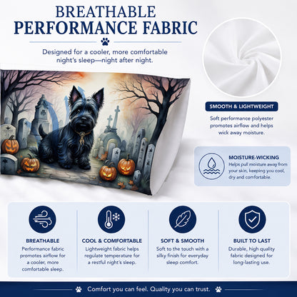 Caroline's Treasures DAC2051PILLOWCASE Scottish Terrier Spooky Halloween Fabric Standard Pillowcase Lightweight Super Soft Easy Care Decorative Artwork Pillowcase, Standard