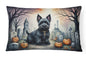 Caroline's Treasures DAC2051PW1216 Scottish Terrier Spooky Halloween Fabric Decorative Pillow Machine Washable, Indoor Outdoor Decorative Pillow for Couch, Bed or Patio, 12HX16W