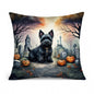 Caroline's Treasures DAC2051PW1818 Scottish Terrier Spooky Halloween Fabric Decorative Pillow Machine Washable, Indoor Outdoor Decorative Pillow for Couch, Bed or Patio, 18Hx18W