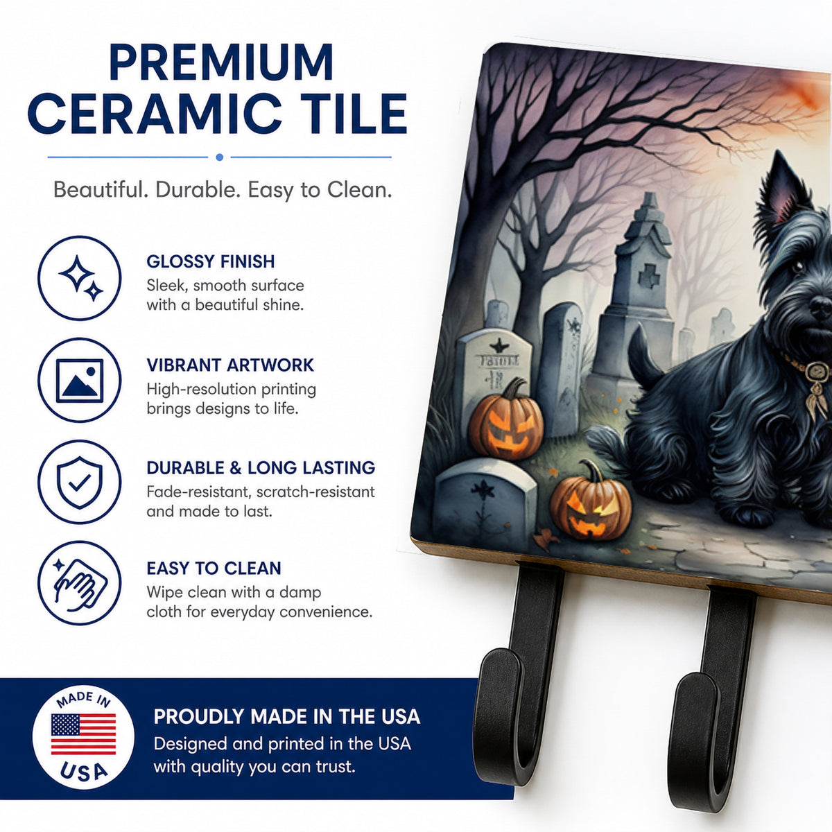 Caroline's Treasures Scottish Terrier Dogs Ceramic Triple Wall Hook