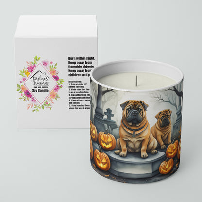 Caroline's Treasures DAC2052CDL Shar Pei Spooky Halloween Decorative Soy Candle Nature Soy Wax Essential Oil Home Decor Ideal for Bedroom Kitchen Bath Office Gift, 10 oz