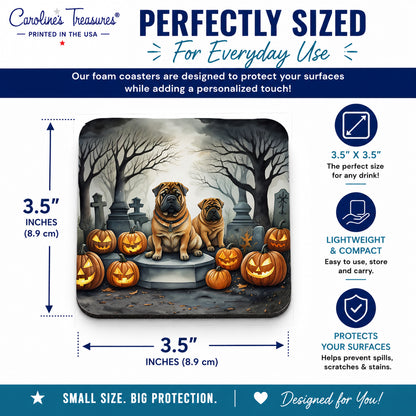 Caroline's Treasures Shar Pei Dogs Foam Drink Coasters Set of 4 Absorbent