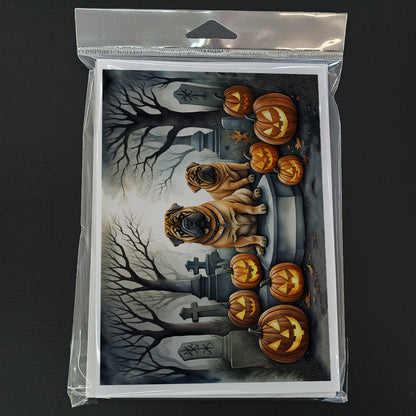 Caroline's Treasures DAC2052GCA7P Shar Pei Spooky Halloween Greeting Cards and Envelopes Pack of 8 Blank Cards with Envelopes Whimsical A7 Size 5x7 Blank Greeting Cards