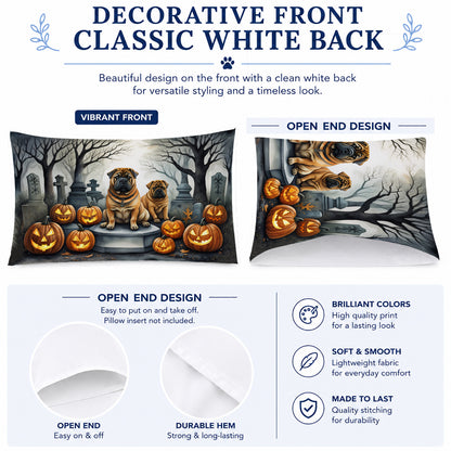 Caroline's Treasures DAC2052PILLOWCASE Shar Pei Spooky Halloween Fabric Standard Pillowcase Lightweight Super Soft Easy Care Decorative Artwork Pillowcase, Standard