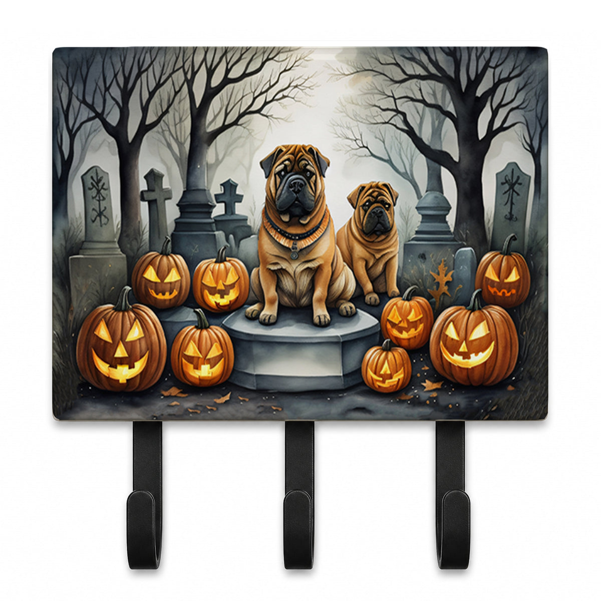 Caroline's Treasures Shar Pei Dogs Halloween Ceramic Triple Wall Hook