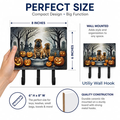 Caroline's Treasures Shar Pei Dogs Halloween Ceramic Triple Wall Hook
