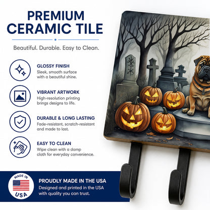 Caroline's Treasures Shar Pei Dogs Halloween Ceramic Triple Wall Hook