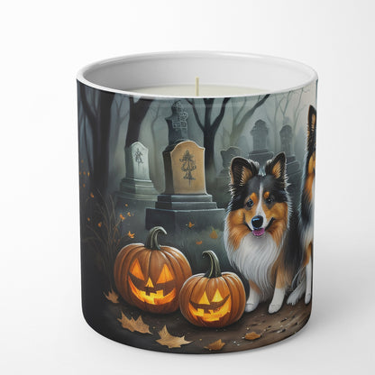 Caroline's Treasures DAC2053CDL Sheltie Spooky Halloween Decorative Soy Candle Nature Soy Wax Essential Oil Home Decor Ideal for Bedroom Kitchen Bath Office Gift, 10 oz