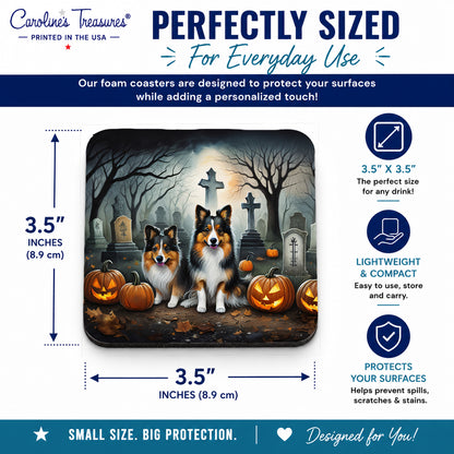 Caroline's Treasures Sheltie Dogs Foam Drink Coasters Set of 4 Absorbent